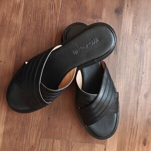 Madewell Black Leather Slide Sandals